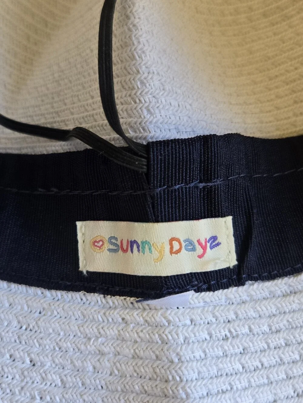 Sunny Dayz White and Navy Straw Cloche Hat